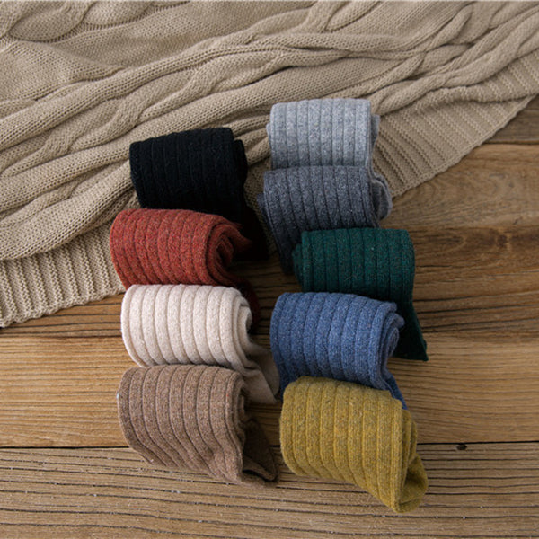Solid Colour Ribbed-Knit Wool Socks – ab-pop